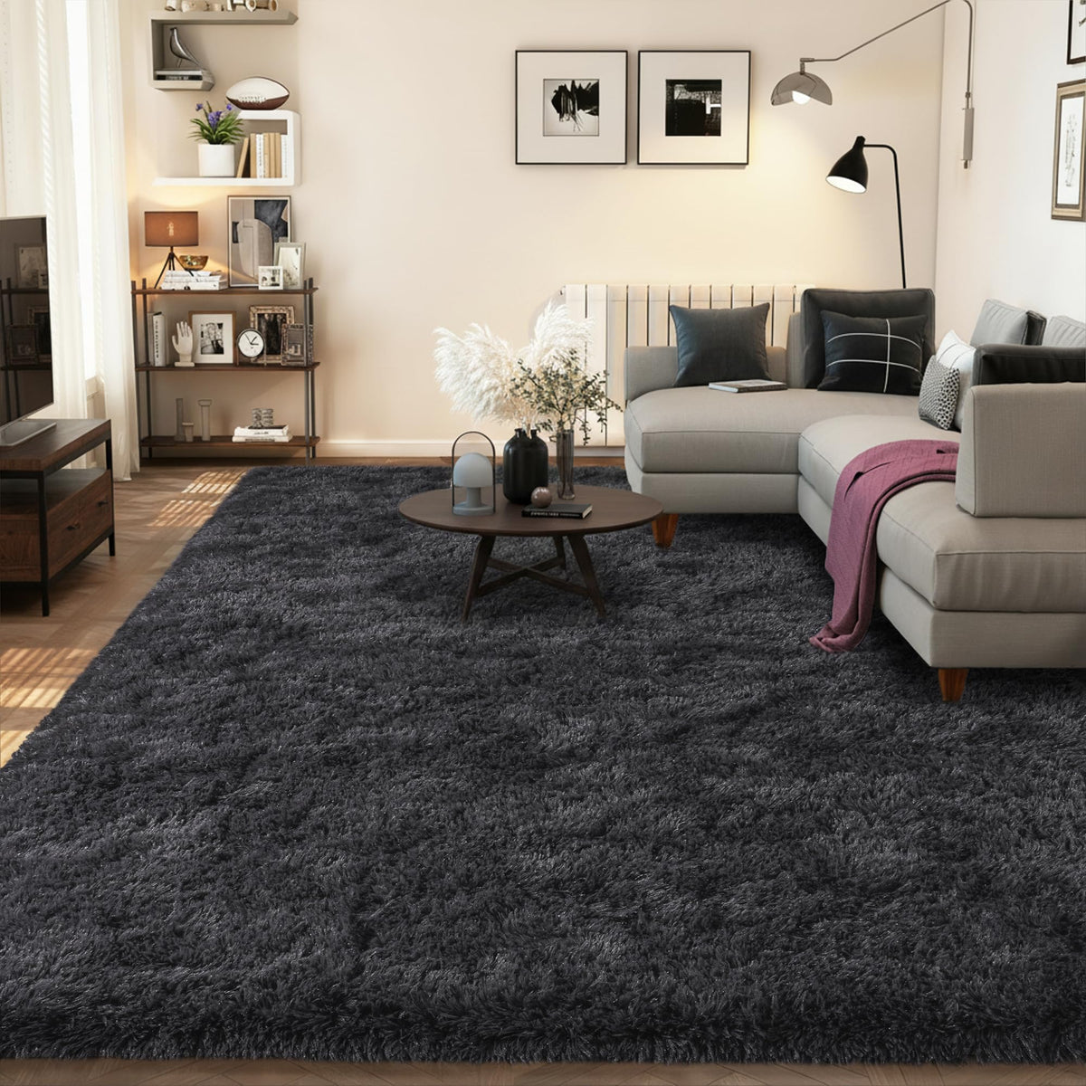 Large 8x10 Area Rugs for Living Room, Tie-Dyed Yellow Soft Shag Rug
