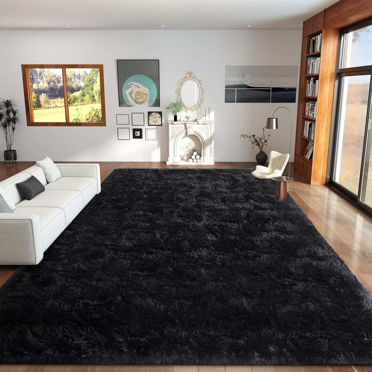 Orange 8x10 Area Rugs for Living Room Bedroom, Soft Plush Fluffy Large Rug