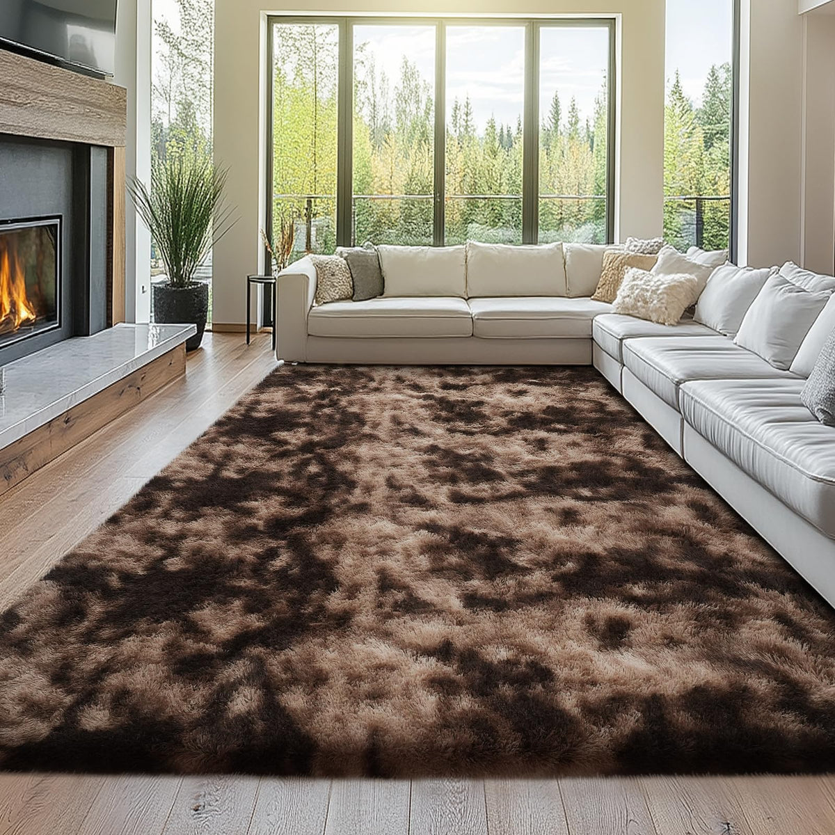 Topmaxcs Fluffy 8x10 Area Rug for Living Room – Grey Shag Plush Rugs