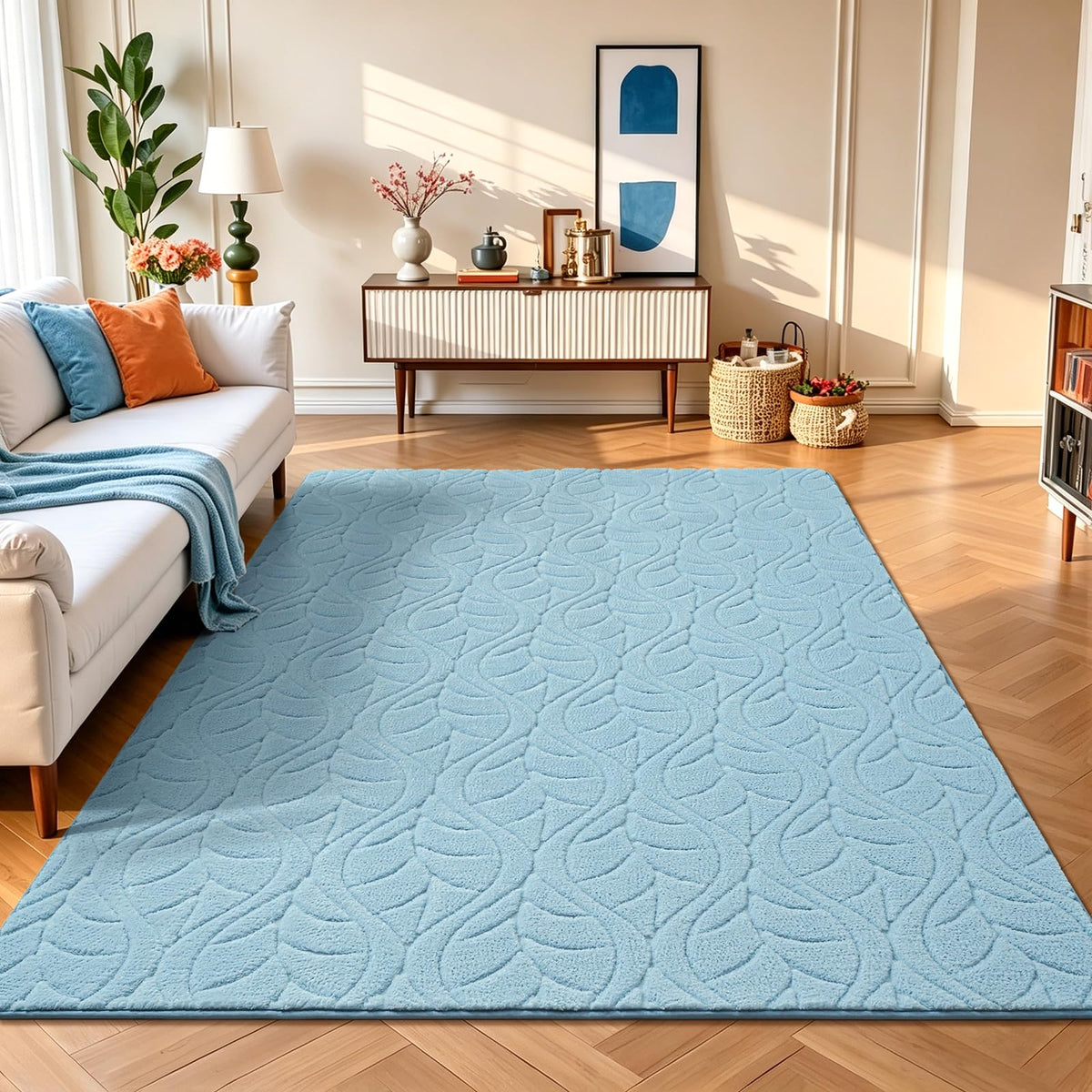 5x7 Black Fluffy Shag Area Rug for Living Room Bedroom