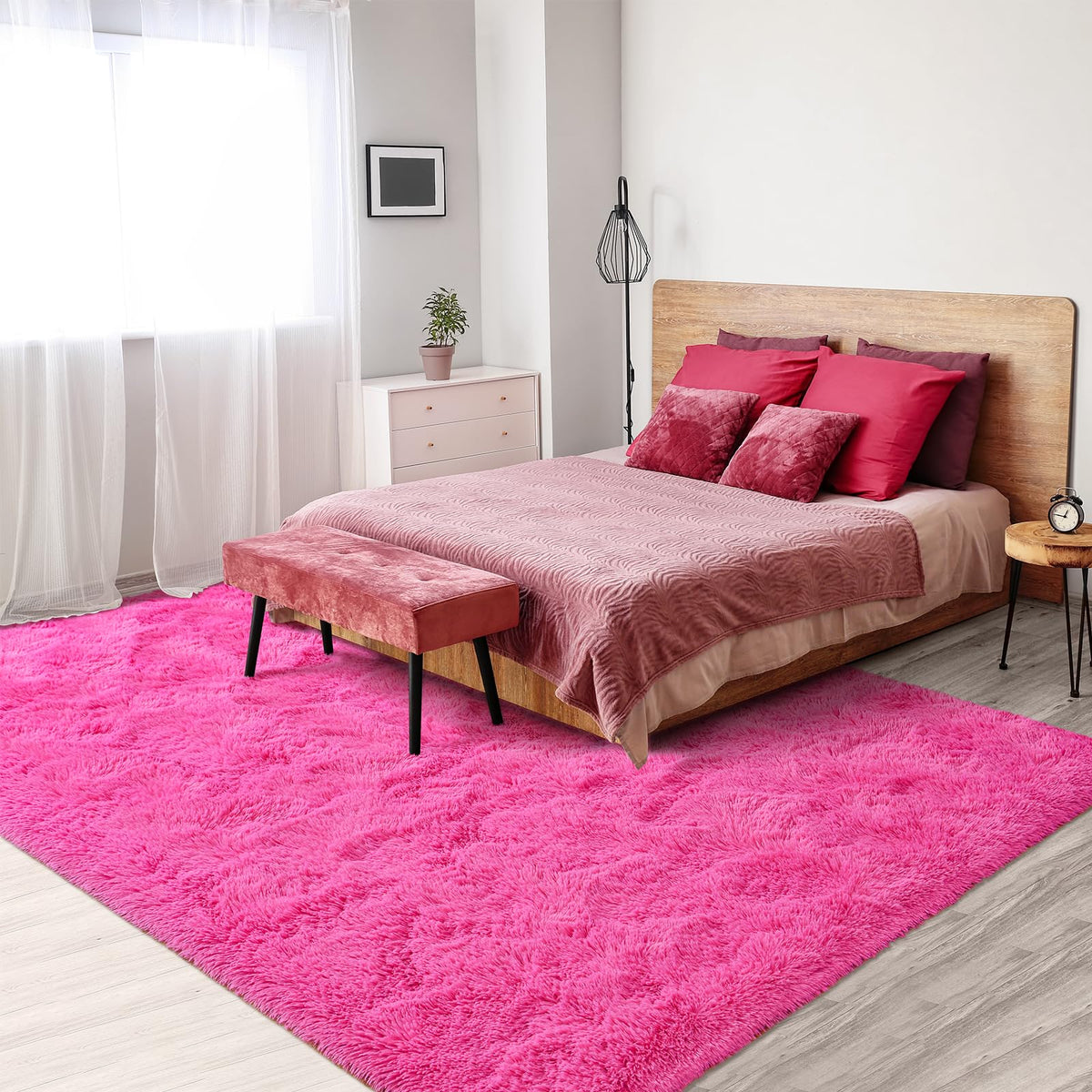 Softlife Dark Purple Area Rug for Bedroom, Fluffy Shag Plush 3x5 Rugs for Living Room Girls, Shaggy Throw Soft Fuzzy Small Kids Carpet for Dorm Bedside Ultra Cozy Non-Slip Indoor Decor