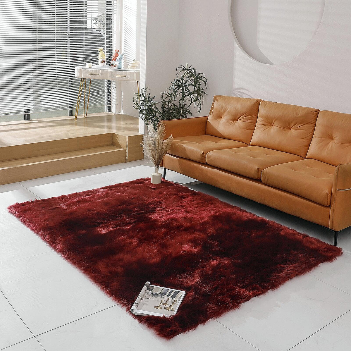 linmopm Faux Fur Sheepskin Fluffy Shag Fuzzy Rug, White, 2x6 ft Runner