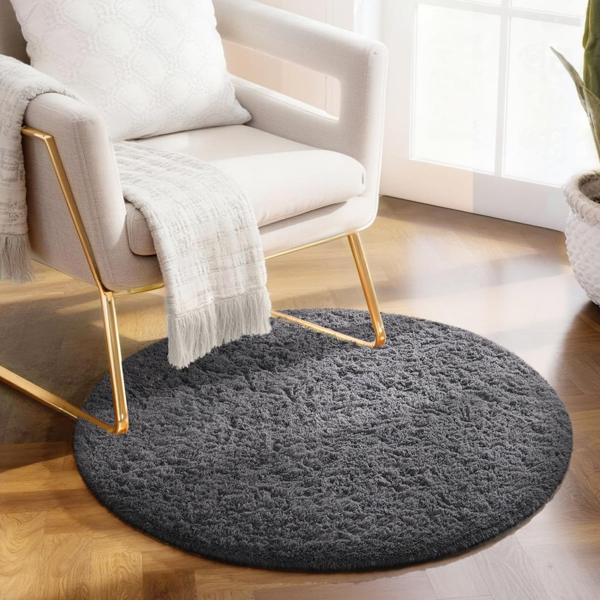 Ophanie 8x10 Area Rugs for Living Room, Washable Non-Slip Fluffy Soft Large Shag Bedroom Carpet, Ivory Big Indoor Nursery Rug, Carpets for Boy and Girls Room Dorm Decor with Over 99 pcs Pile fibers