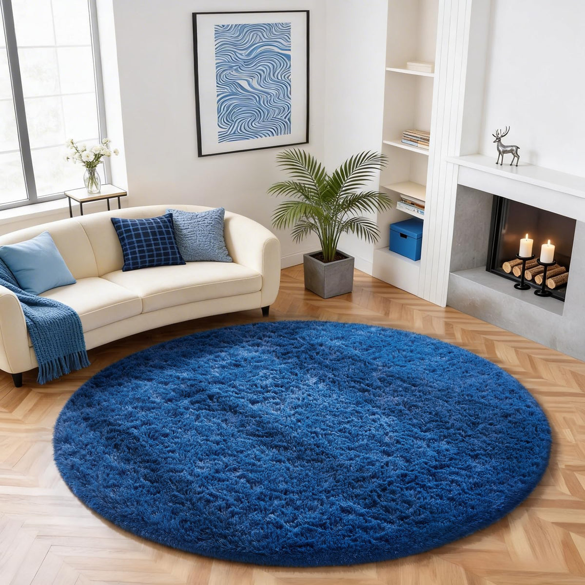 Ophanie 8x10 Area Rugs for Living Room, Washable Non-Slip Fluffy Soft Large Shag Bedroom Carpet, Ivory Big Indoor Nursery Rug, Carpets for Boy and Girls Room Dorm Decor with Over 99 pcs Pile fibers