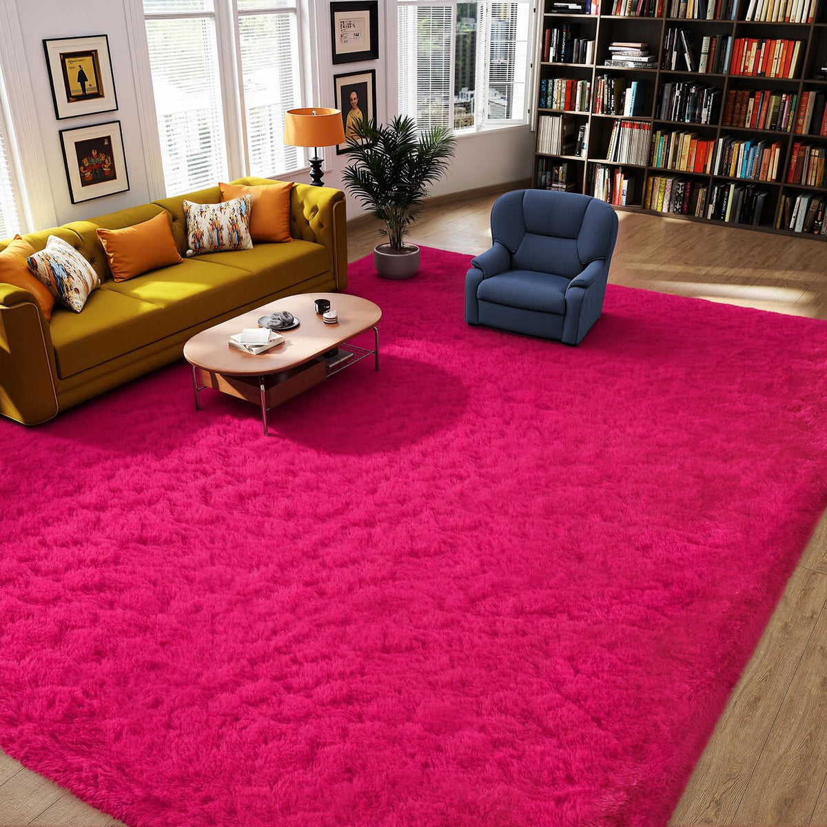 Orange 8x10 Area Rugs for Living Room Bedroom, Soft Plush Fluffy Large Rug