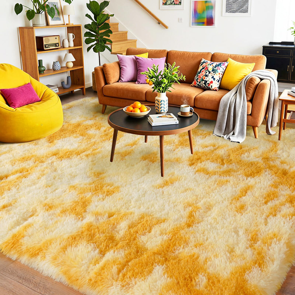 Pionblank 8x10 Rug for Living Room, Fluffy Large Area Rug, Cream White