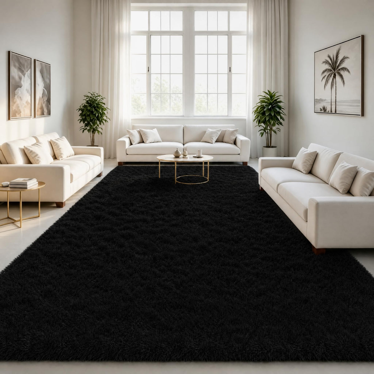 LOCHAS Area Rugs Fluffy Living Room Carpets for Kids Bedroom 6x9, Cream