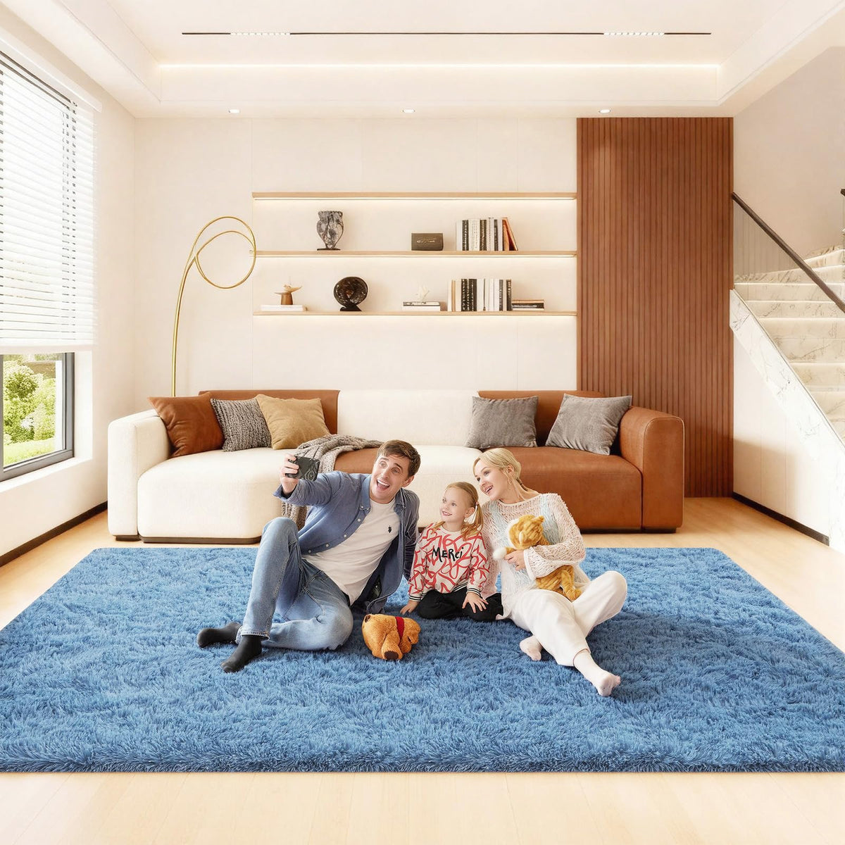 5x7 Large Fluffy Area Rugs for Living Room Bedroom, Light Tan