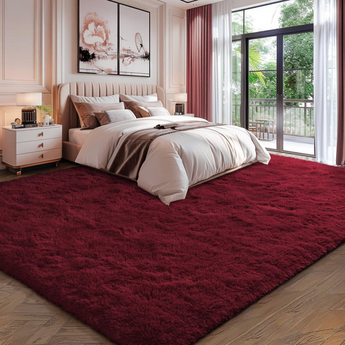 EVOIONOS Pink Round Rug for Bedroom, 4x4 Ft Fluffy Soft Circle Area Rugs for Living Room, Plush Shaggy Circular Carpet for Indoor Floor Bedside Girls Nursery, Machine-Washable Home Decor Aesthetic