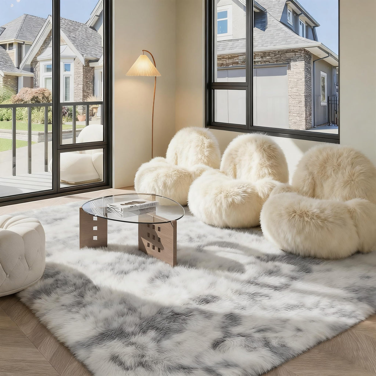9x12 Large Shaggy Non-Slip Tie-Dyed Area Rugs for Living Room Grey