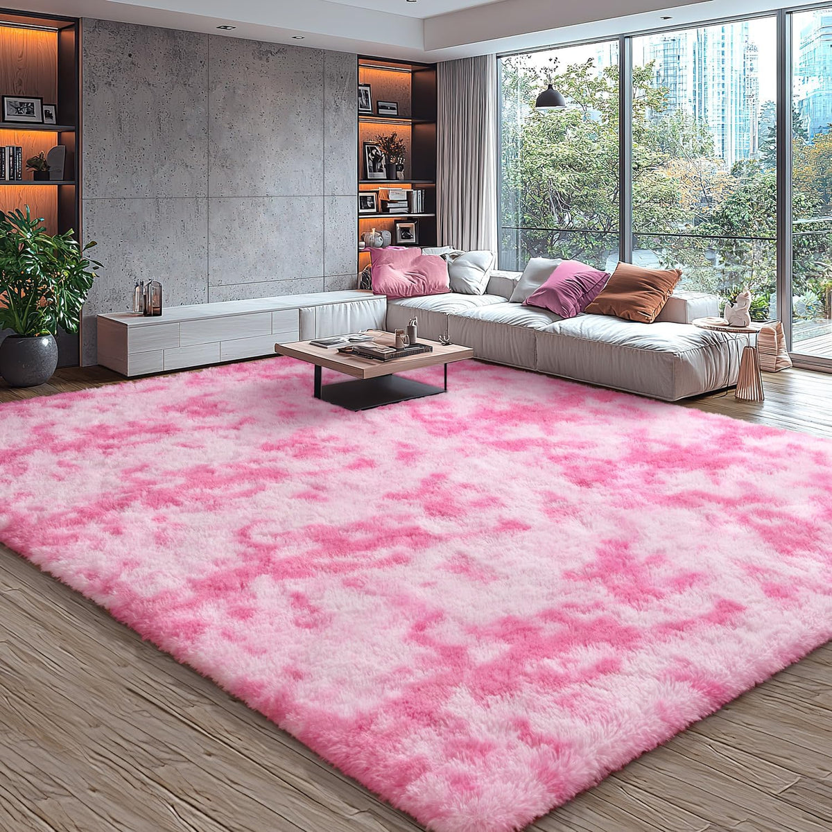 EVOIONOS Area Rug for Bedroom Living Room, Machine Washable 5x7 Fluffy Shag Rug, Soft Plush Non Slip Carpet for Indoor Floor Bedside Nursery Kids Girls Room Dorm, Home Decor Aesthetic, ‌Tie-Dye Camel