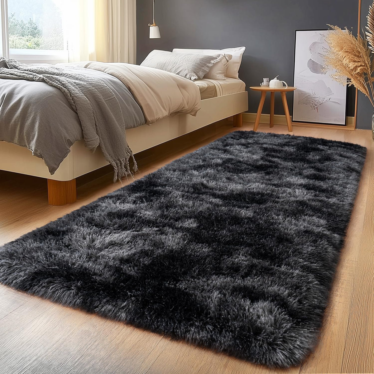 Large Living Room Area Rug 9x12Ft Shaggy Carpet Fuzzy Carpet Tie Dye Camel