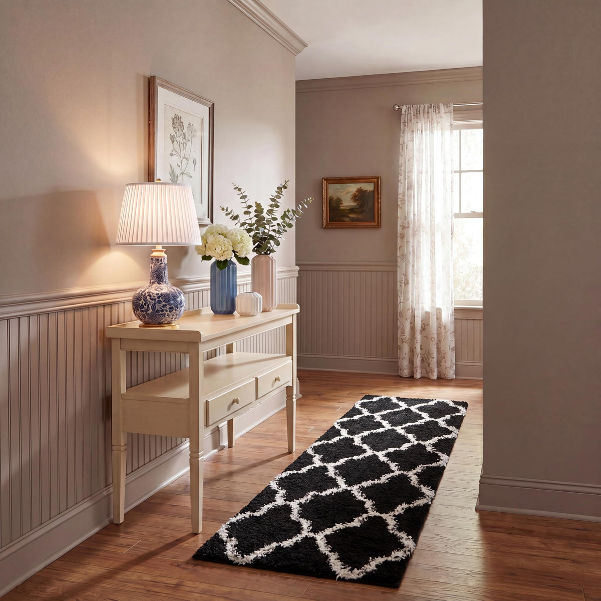 SAFAVIEH Dallas Shag Collection 8' x 10' Beige/Ivory SGD257D Trellis Non-Shedding Living Room Bedroom Dining Room Entryway Plush 1.5-inch Thick Area Rug
