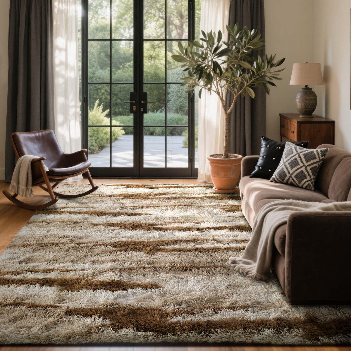 8x10 Ft Extra Large Shag Rugs for Living Room, Tie Dyed Ultra Soft Fluffy Furry Area Rugs for Bedroom Indoor Floor, Aesthetic Carpet for Kids Home Decor (Dark Grey)