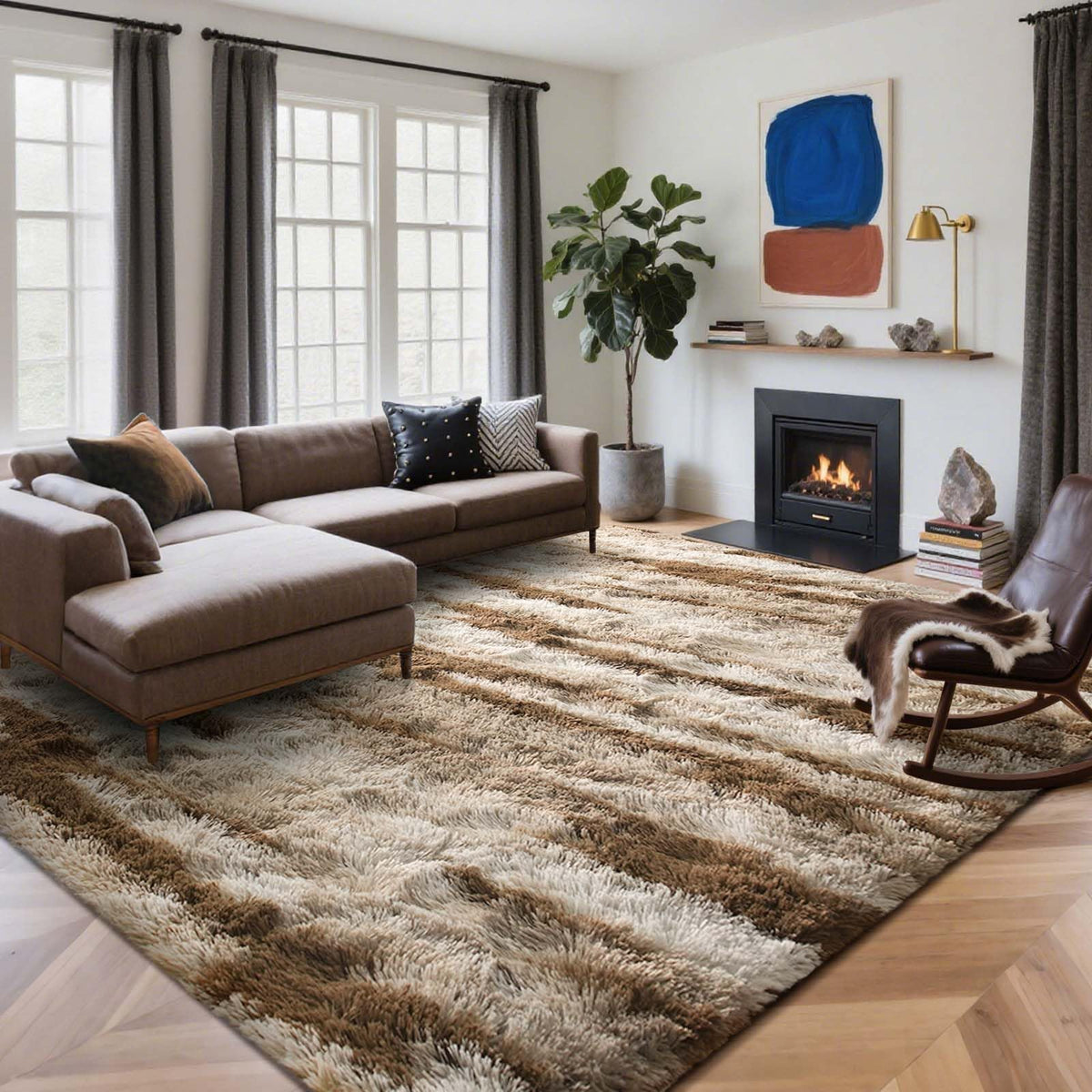 8x10 Ft Extra Large Shag Rugs for Living Room, Tie Dyed Ultra Soft Fluffy Furry Area Rugs for Bedroom Indoor Floor, Aesthetic Carpet for Kids Home Decor (Dark Grey)