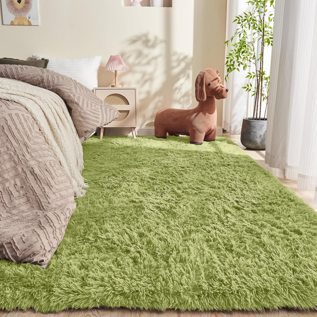 OPPODREAM 5x7 Beige Rugs for Bedroom, Ultra-Soft Fluffy Area Rugs for Living Room, 5 x 7 Shag Carpet for Nursery, Kids, Girl, Boy, Baby, Plush, Fuzzy, Shaggy, Cute Home Decor