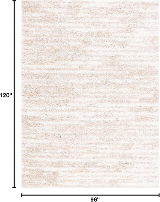 SAFAVIEH Area Rug 8x10 - Lindsay Shag Collection - Large - Beige & Ivory, Non-Shedding & Easy Cleaning, Ultra Plush Thick Pile, Ideal for Living Room, Bedroom, Dining Space (LNS554B)