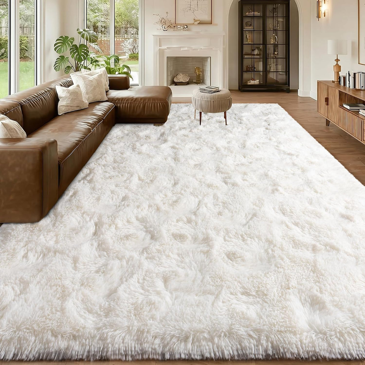 Mugorn 8x10 Area Rugs for Living Room, Large Fluffy Cream White Rugs