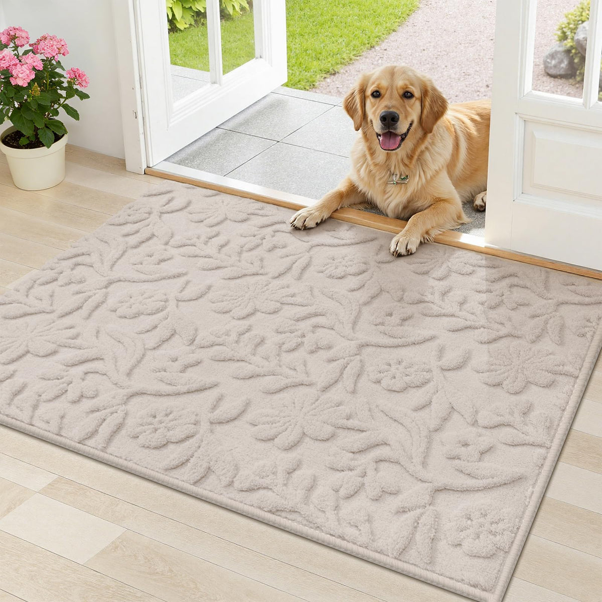 Vaukki 8x10 Area Rug for Living Room, Beige Throw Carpet for Bedroom