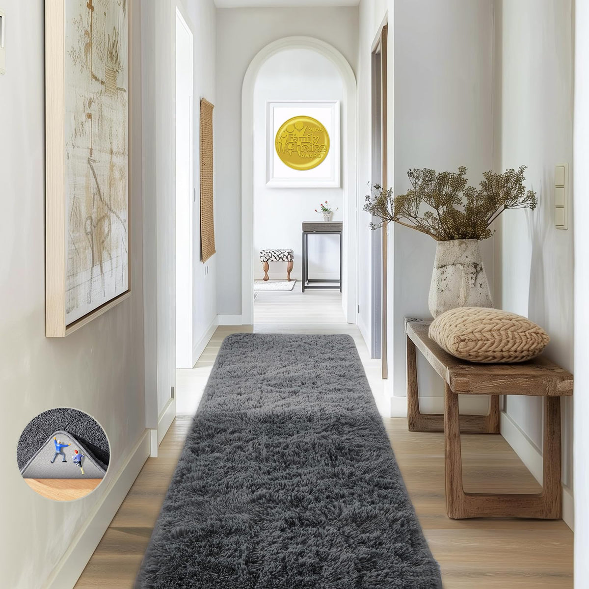 Ophanie 8x10 Area Rugs for Living Room, Washable Non-Slip Fluffy Soft Large Shag Bedroom Carpet, Ivory Big Indoor Nursery Rug, Carpets for Boy and Girls Room Dorm Decor with Over 99 pcs Pile fibers