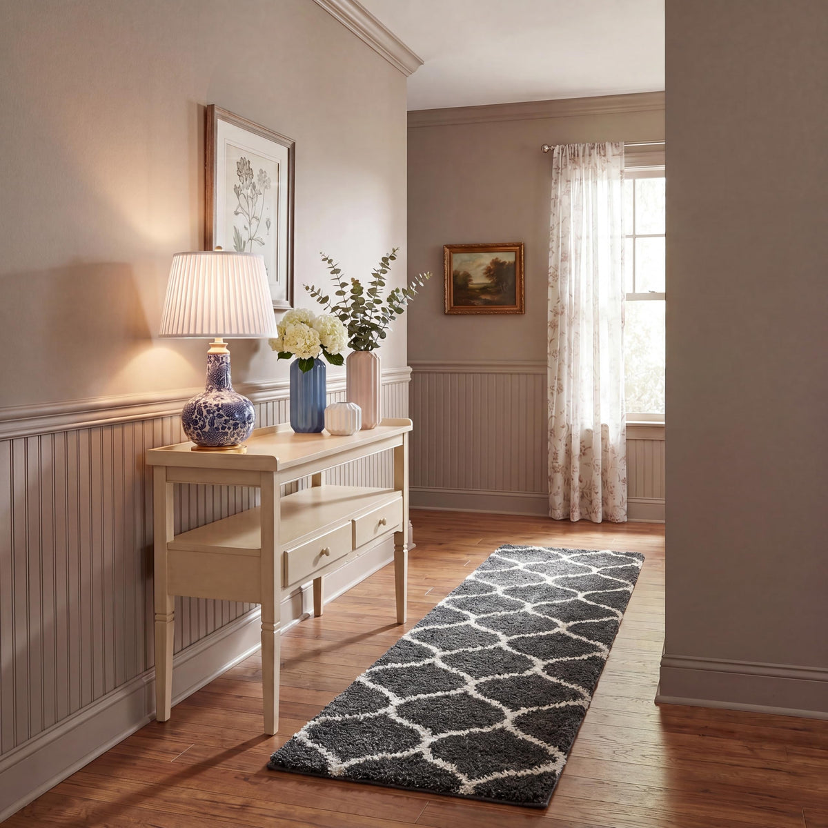 SAFAVIEH Hudson Shag Collection 9' x 12' Grey/Ivory SGH280B Moroccan Ogee Trellis Non-Shedding Living Room Bedroom Dining Room Entryway Plush 2-inch Thick Area Rug