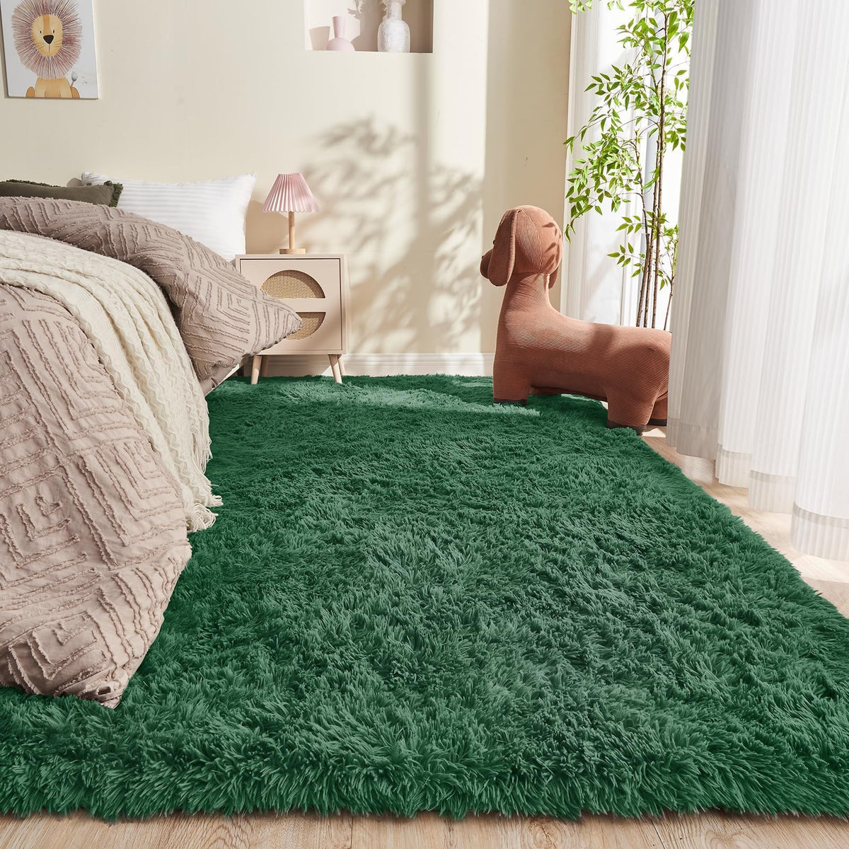 OPPODREAM 5x7 Beige Rugs for Bedroom, Ultra-Soft Fluffy Area Rugs for Living Room, 5 x 7 Shag Carpet for Nursery, Kids, Girl, Boy, Baby, Plush, Fuzzy, Shaggy, Cute Home Decor