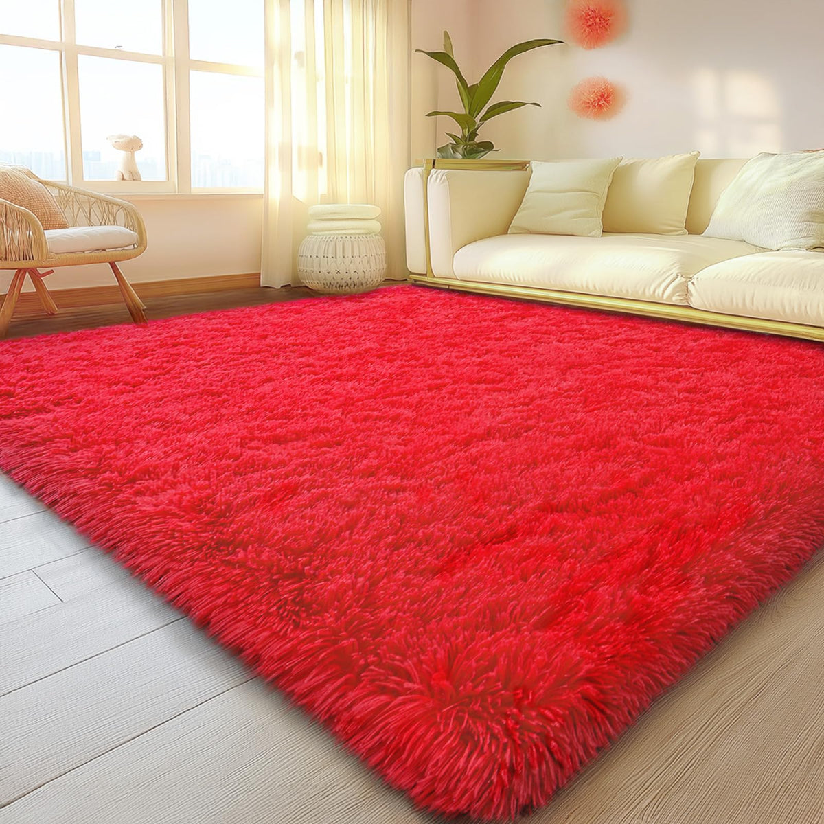 Mugorn 8x10 Area Rugs for Living Room, Large Fluffy Cream White Rugs