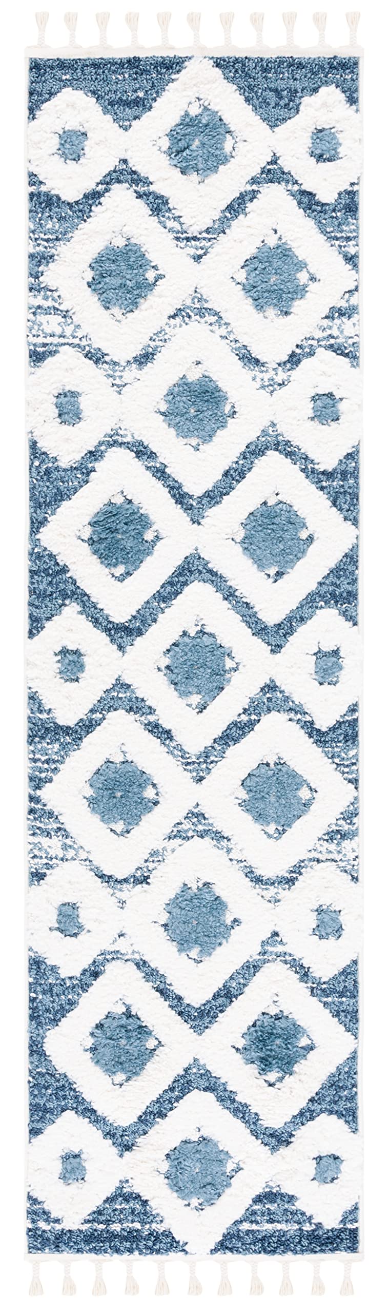 SAFAVIEH Area Rug 8x10 - Moroccan Tassel Shag Collection - Large - Rust & Ivory, Boho Design, Non-Shedding & Easy Cleaning, Plush Pile, Ideal for Living Room, Bedroom, Dining Space (MTS664P)