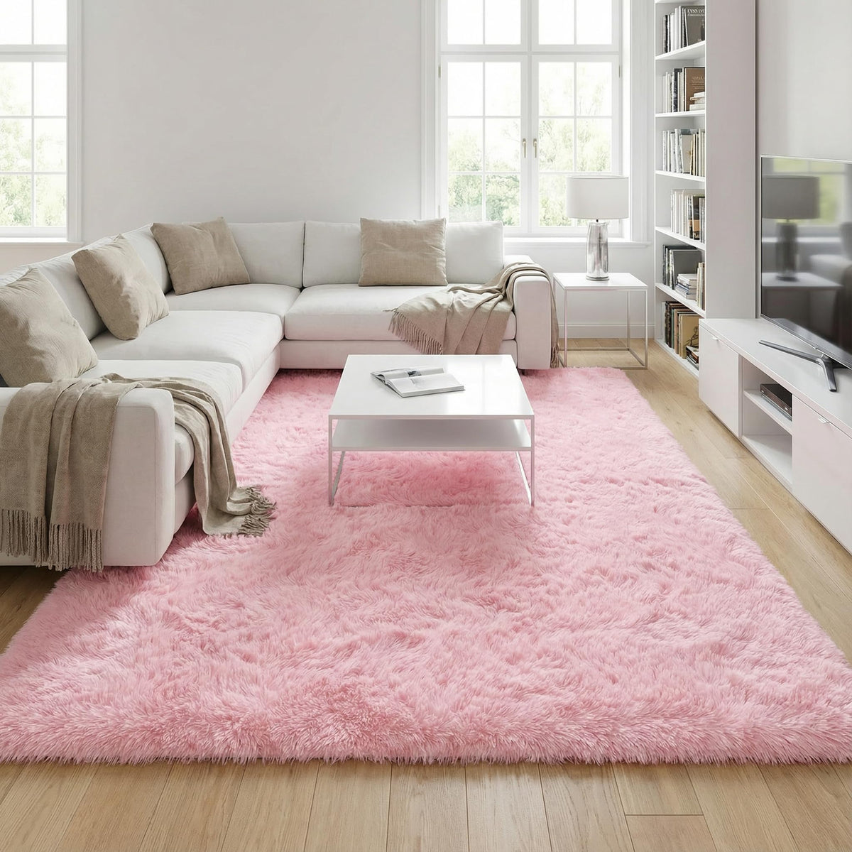 Merelax Soft Modern Indoor Large Shaggy Rug for Livingroom Bedroom Dorm Kids Room Home Decor, Non-Slip Plush Fluffy Furry Fur Area Rugs Comfy Nursery Accent Floor Carpet 9x12 Feet, Black