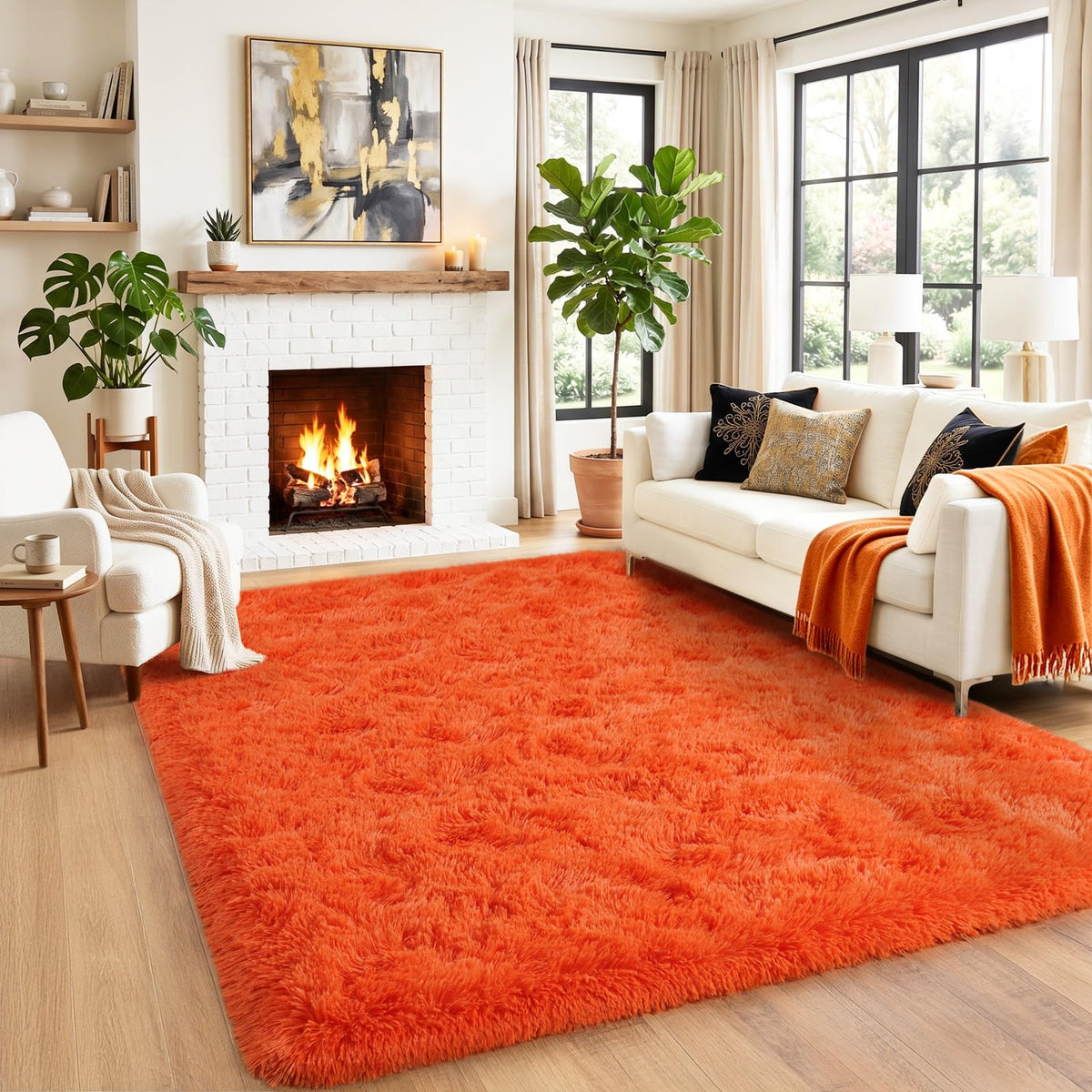8x10 Area Rugs for Living Room, Ultra Soft Large Shag Black Bedroom Rug Upgrade Non-Slip Plush Modern Fluffy Carpet for Kids Boys Girls Room Home Decor Aesthetic