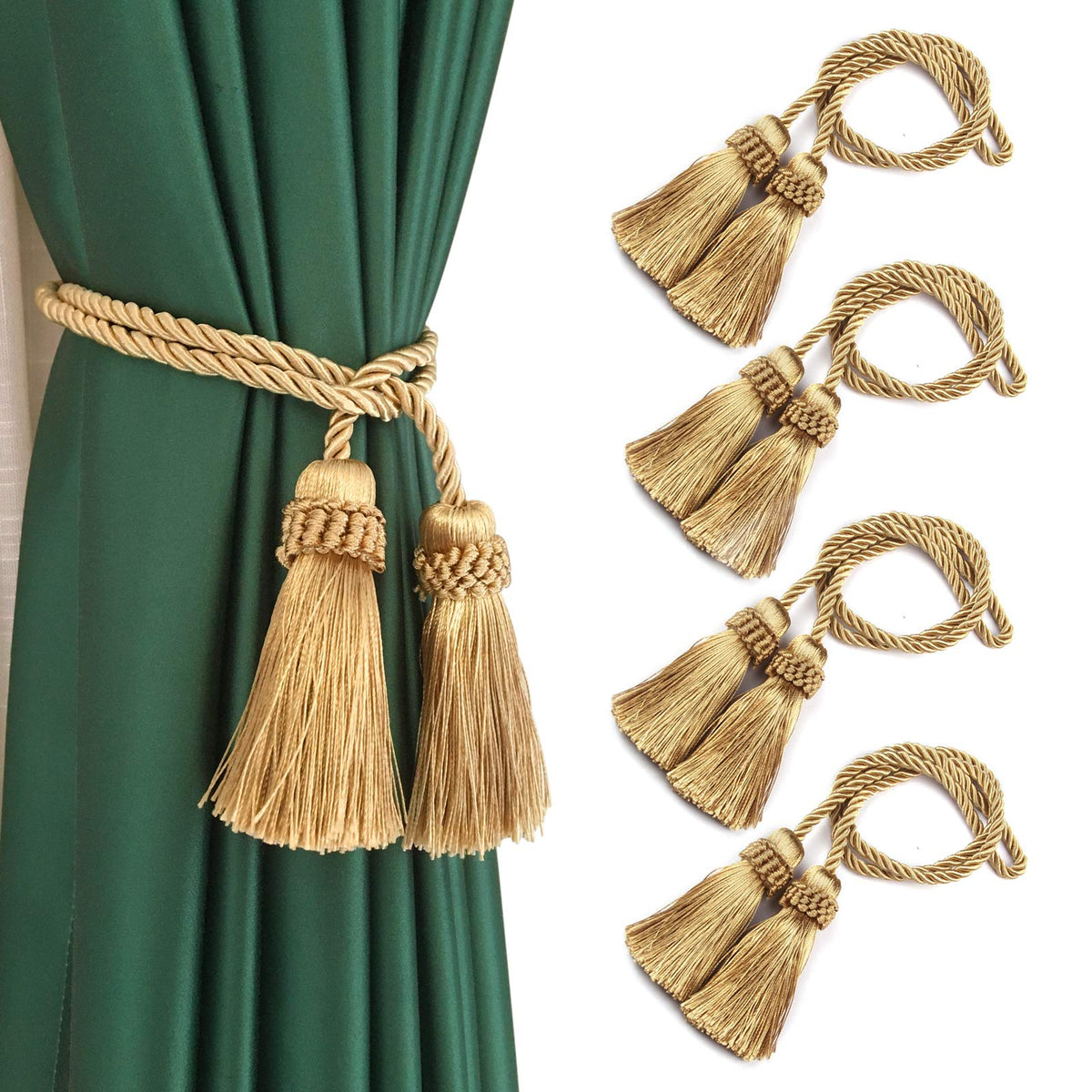 Curtain Tiebacks Handmade Curtain Holdbacks Rope with Tassel