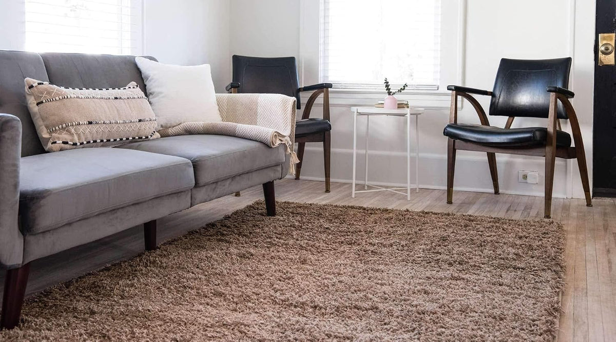 Unique Loom Solid Shag Collection Area Rug (8' x 10' Rectangle, Sandy Brown)