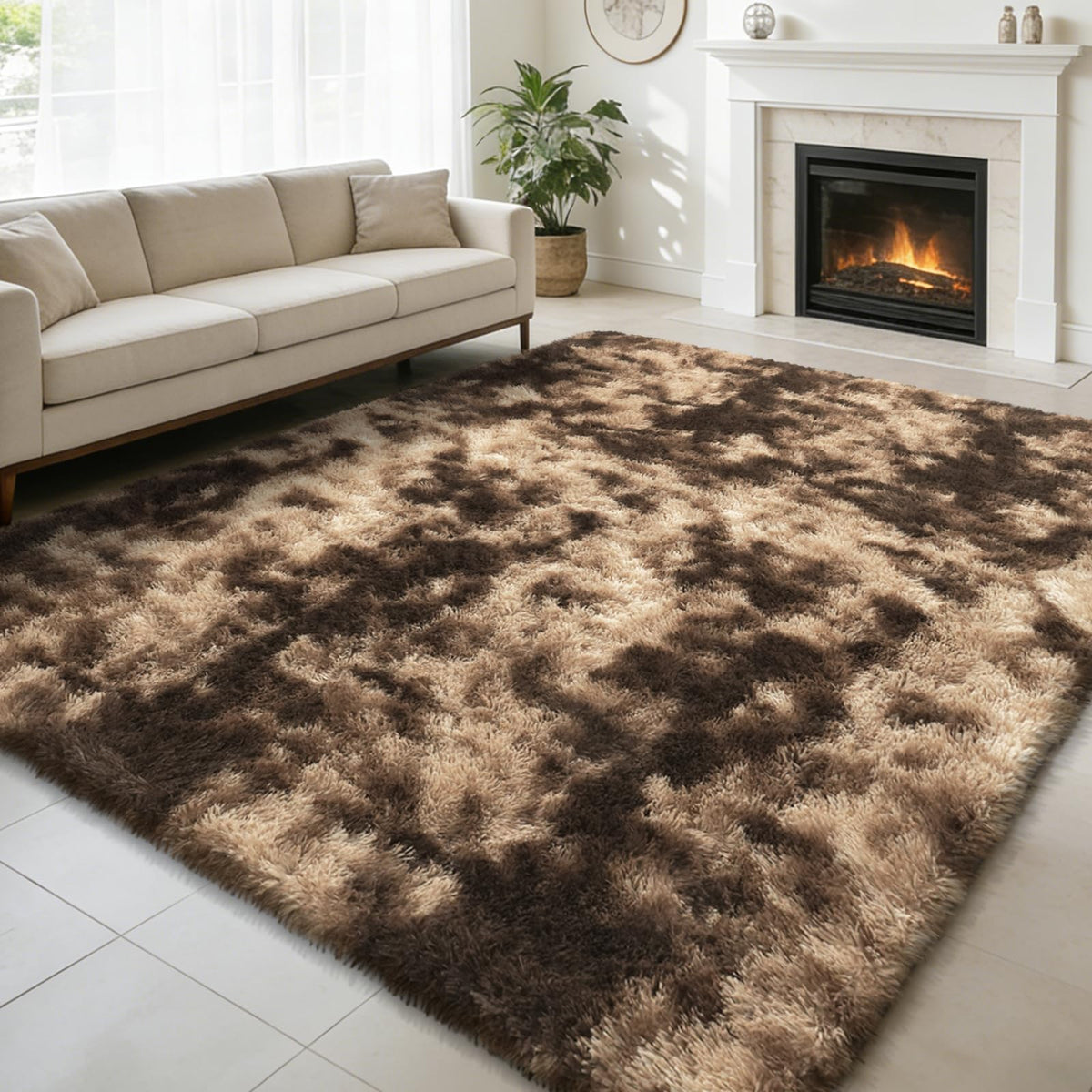 8x10 Fluffy Area Rugs for Living Room,Geometric Shag Area Rug for Bedroom