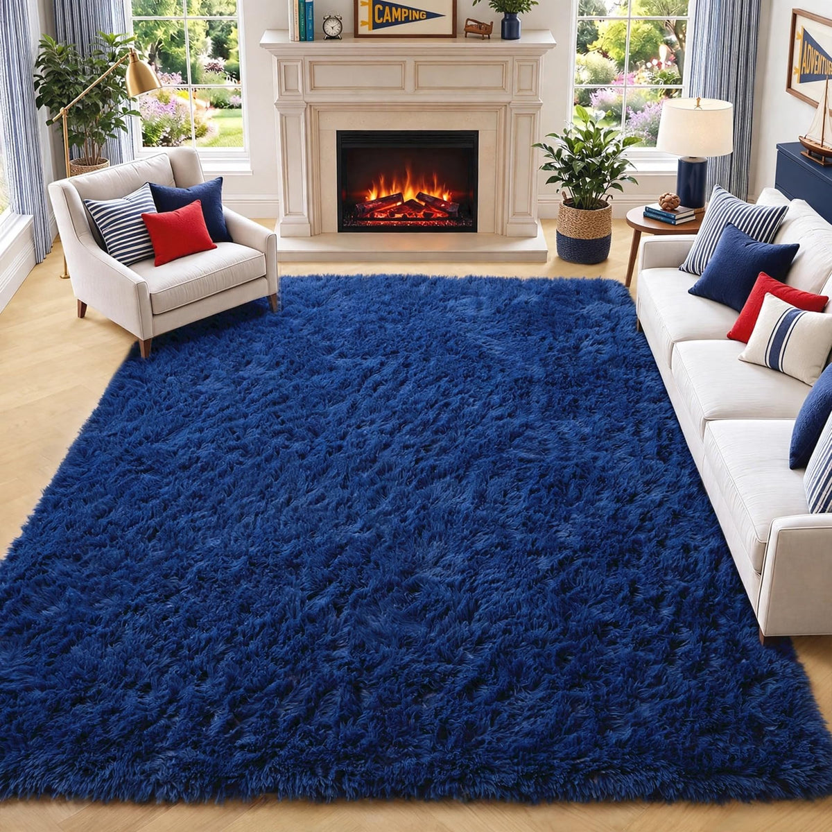 Area Rugs for Living Room Bedroom, 5x8 Fluffy Tie-Dyed Light Grey Shag Rug