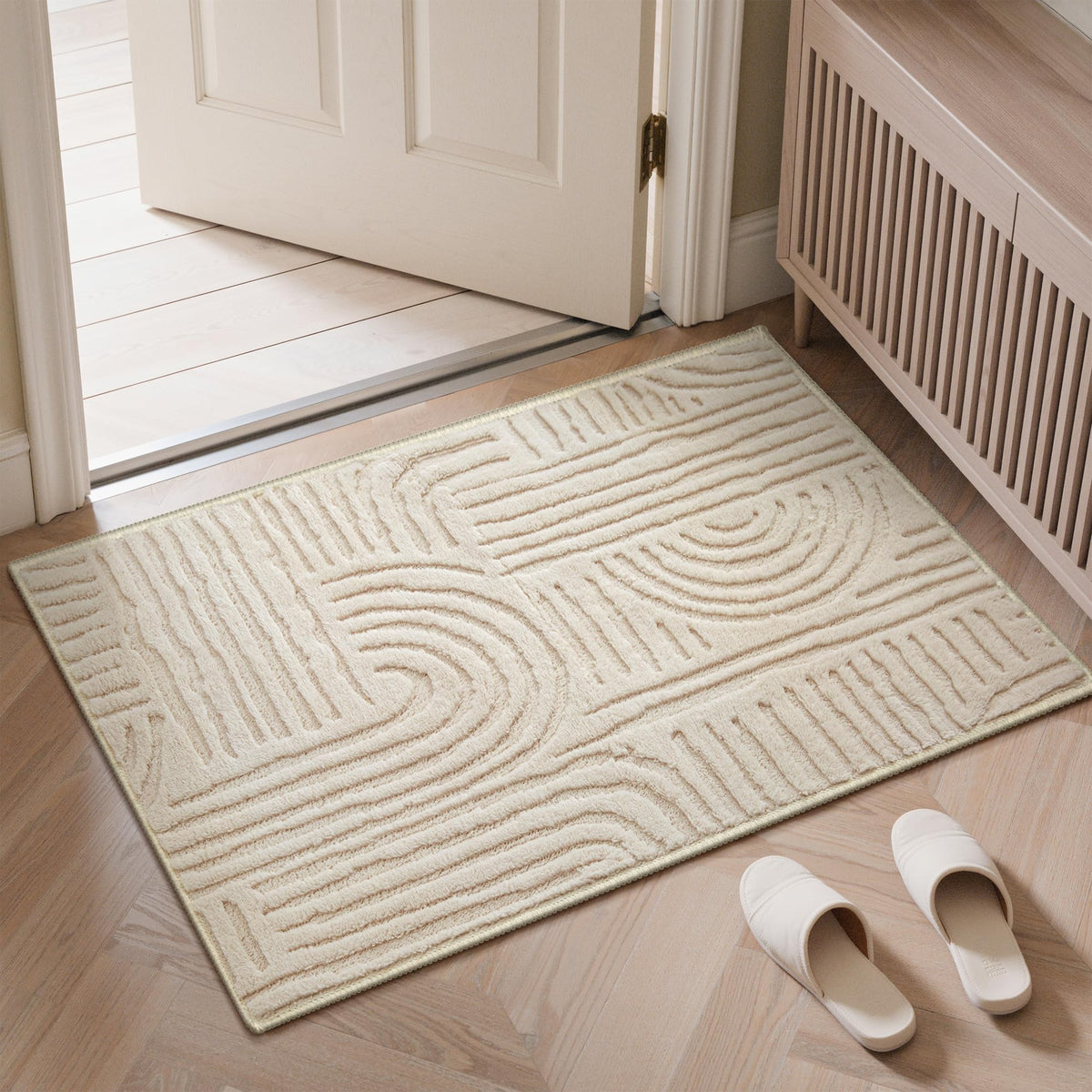 GENIMO Beige Rug 5x7 Washable Area Rugs for Living Room, Soft High Low Pile