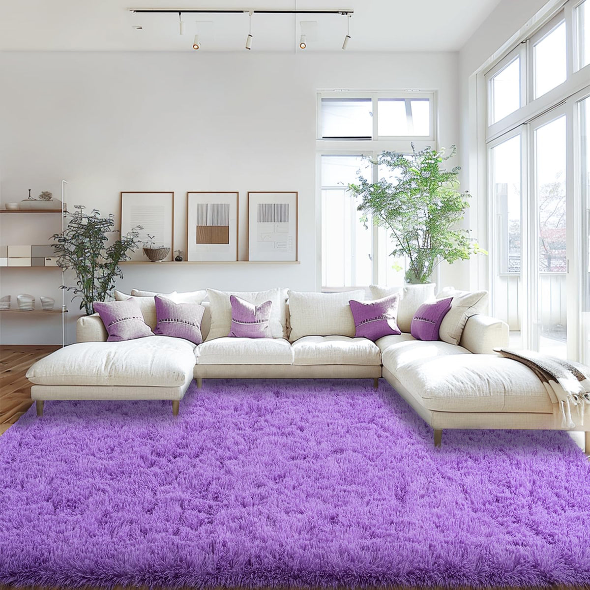 Mugorn 8x10 Area Rugs for Living Room, Large Fluffy Cream White Rugs
