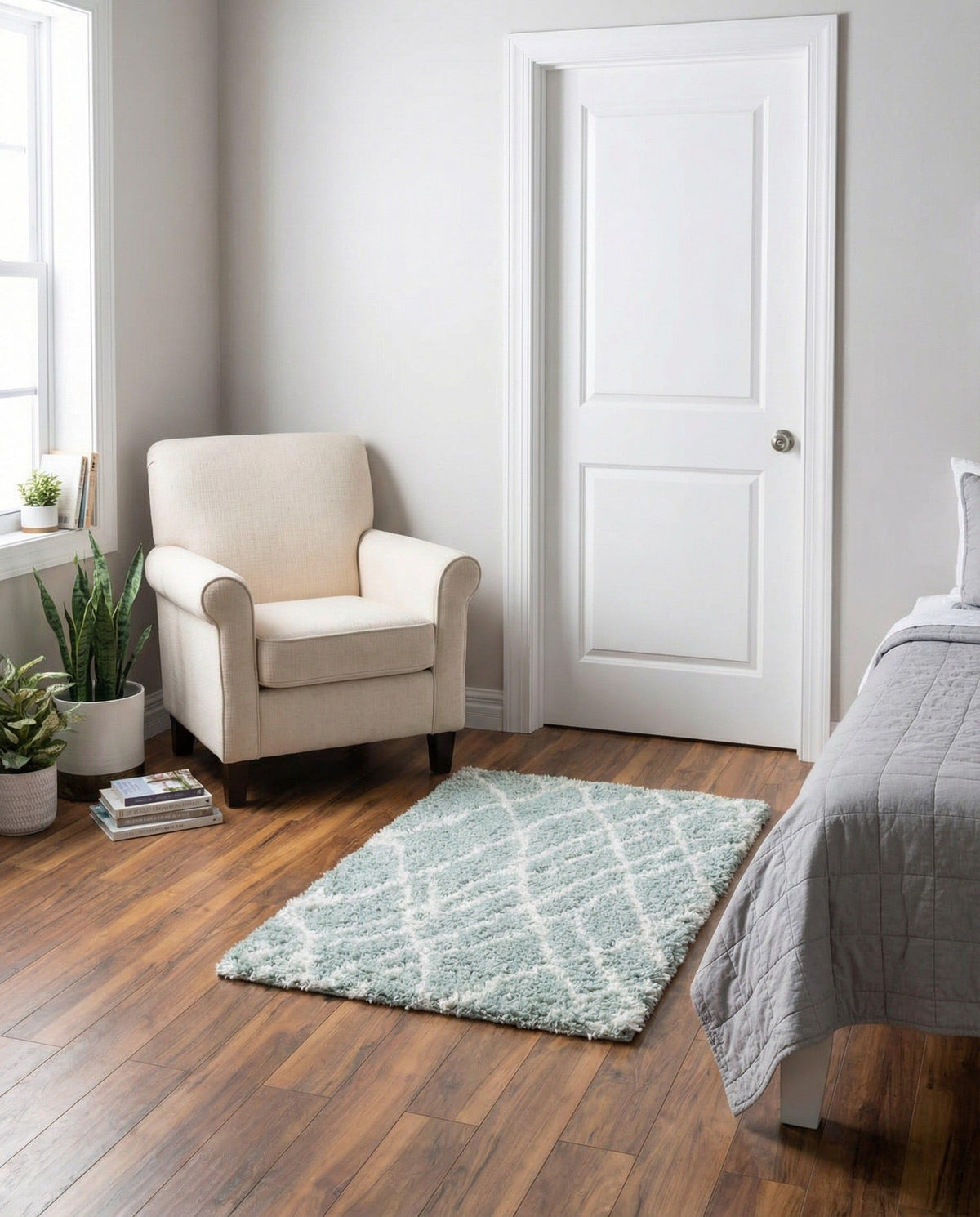 Rugs.com - Soft Touch Shag Rug – 6' 1 x 9' Sage Green Plush Shag Rug – Ultra Soft High Pile Area Rug for Bedroom, Living Room, and Home Office