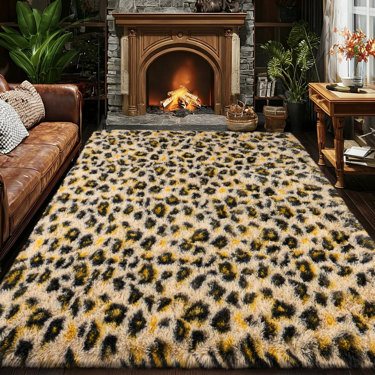 qulint Large Area Rug for Living Room 10x14, Fluffy Tan Rug for Bedroom