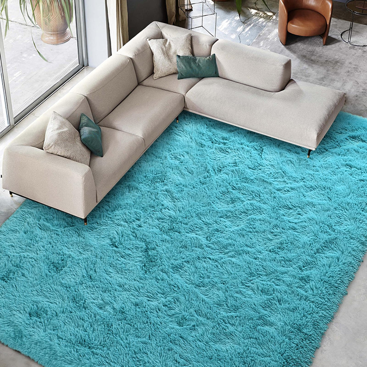 8x10 Area Rugs for Living Room Fluffy Carpet(Black)