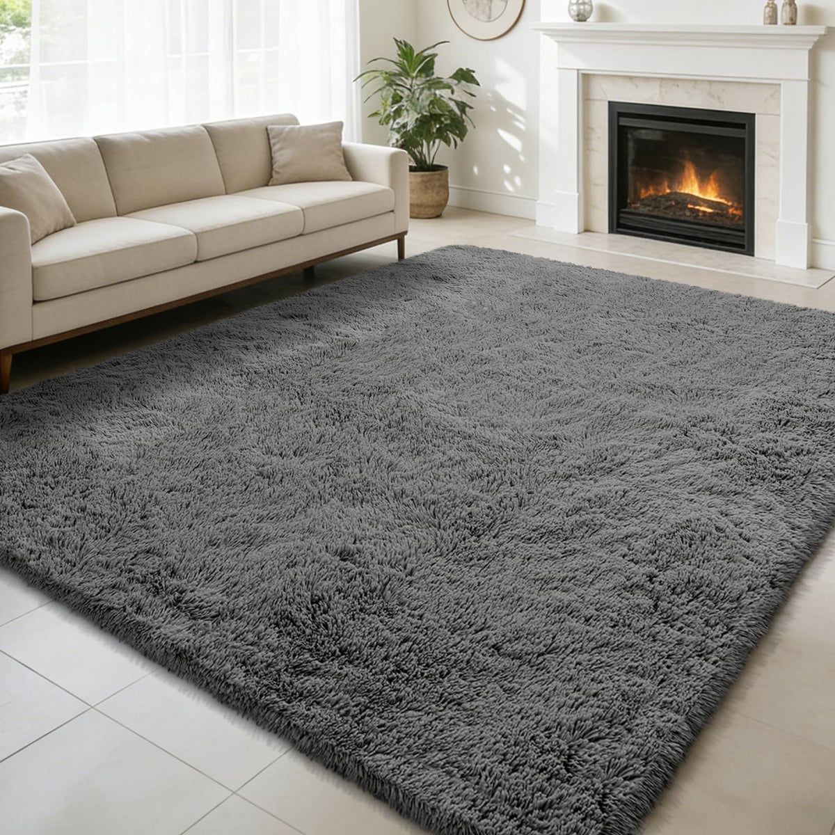 Pink Fluffy Round Area Rugs for Bedroom,3ft Shag Circle Small Area Rugs
