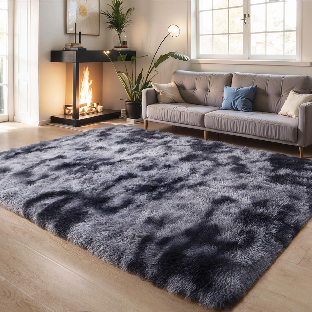 KICHOWUA 4x6 Fluffy Fuzzy Kids Shag Rainbow Rug for Girls Bedroom Playroom
