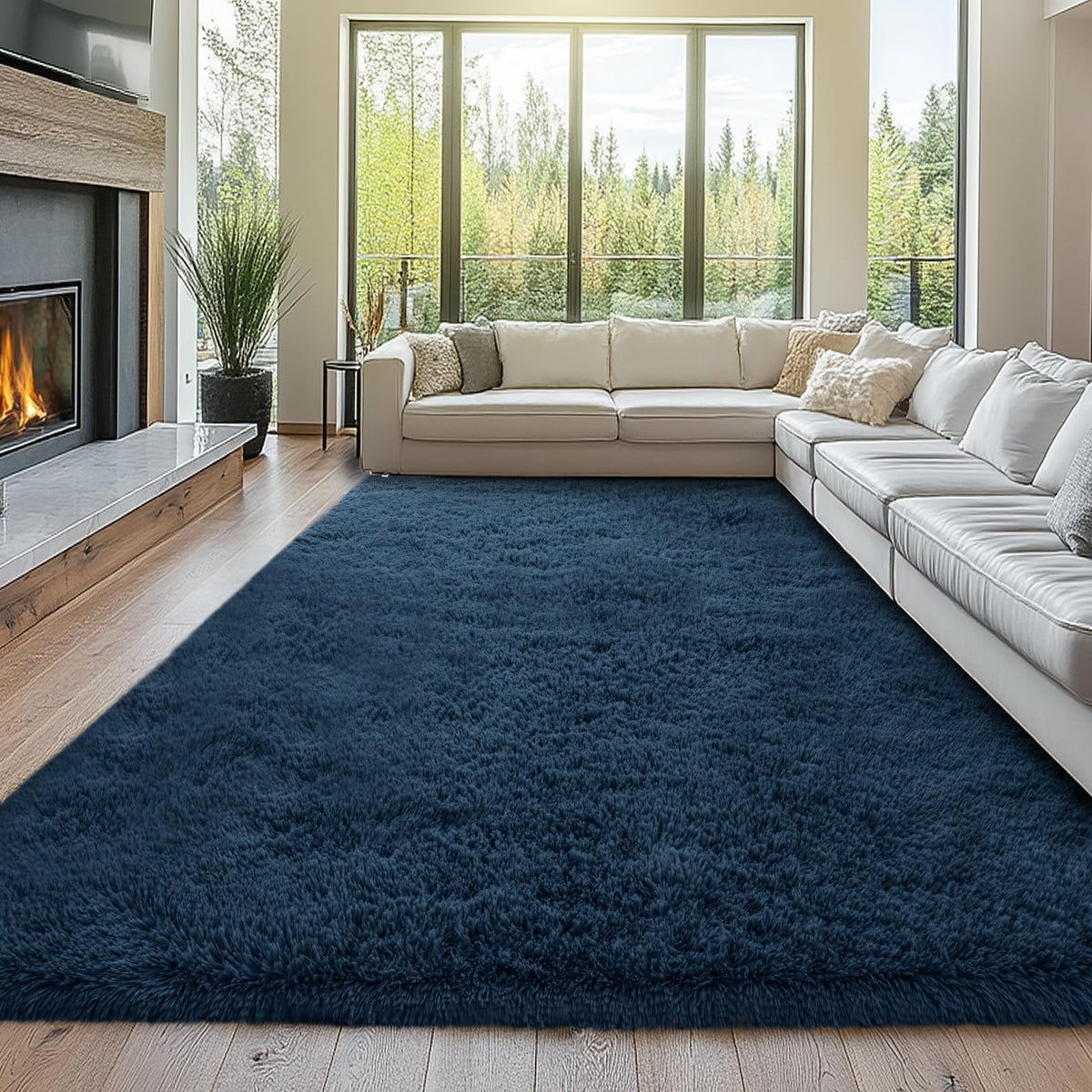 Topmaxcs Fluffy 8x10 Area Rug for Living Room – Grey Shag Plush Rugs