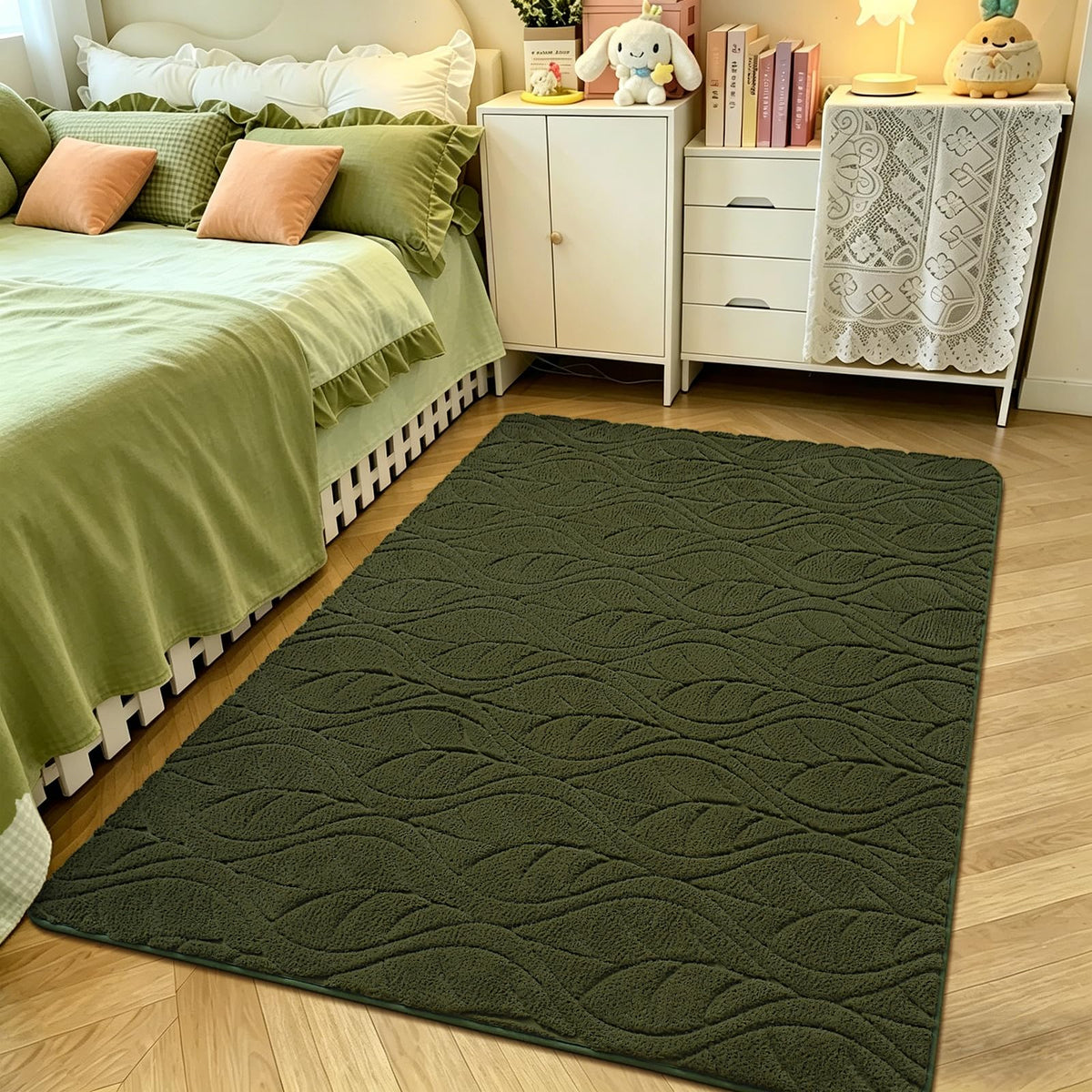 5x7 Black Fluffy Shag Area Rug for Living Room Bedroom