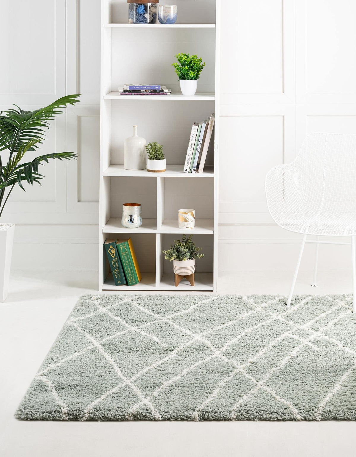 Rugs.com - Soft Touch Shag Rug – 6' 1 x 9' Sage Green Plush Shag Rug – Ultra Soft High Pile Area Rug for Bedroom, Living Room, and Home Office