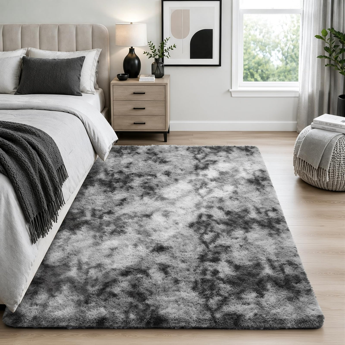 Ophanie 8x10 Area Rugs for Living Room, Washable Non-Slip Fluffy Soft Large Shag Bedroom Carpet, Ivory Big Indoor Nursery Rug, Carpets for Boy and Girls Room Dorm Decor with Over 99 pcs Pile fibers