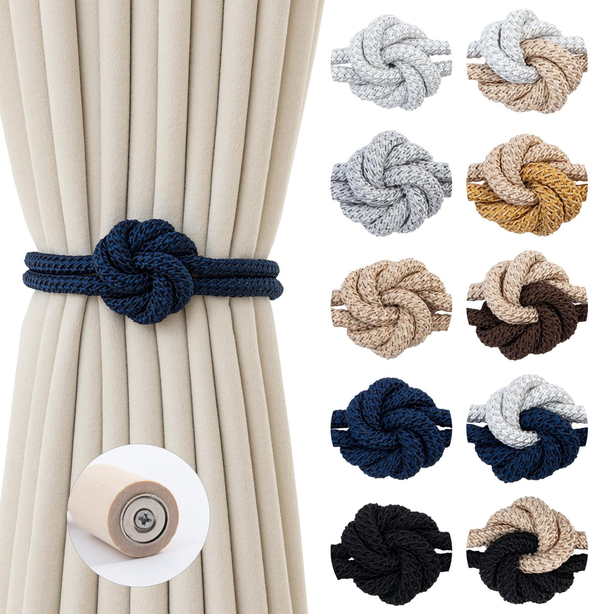Magnetic Curtain Tiebacks Holdbacks Rope Curtain Tie Backs Outdoor Contoeey