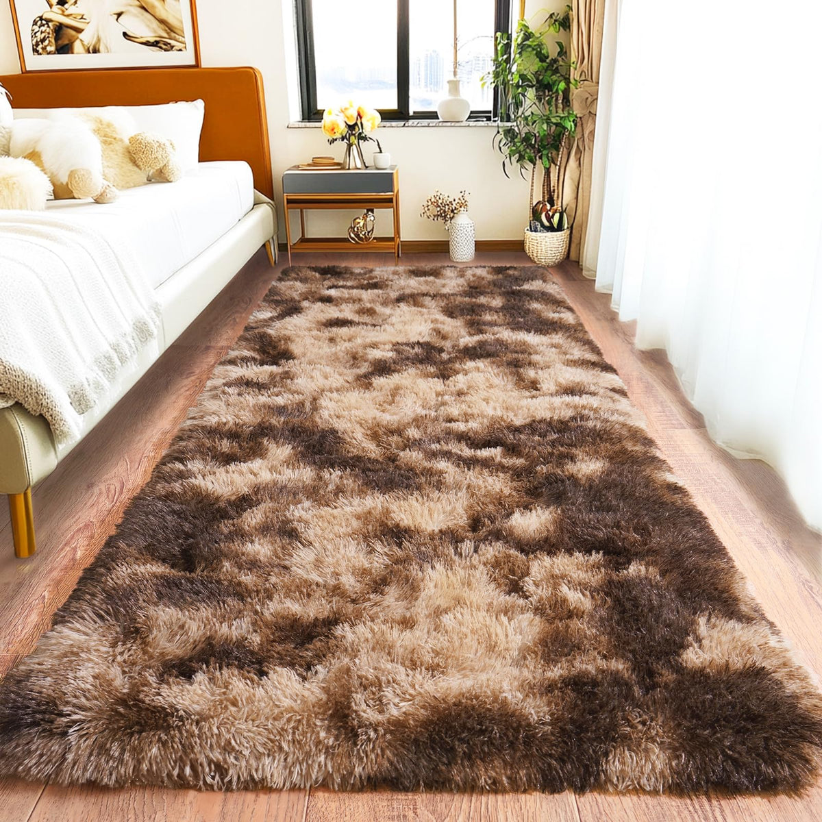 Pionblank 8x10 Rug for Living Room, Fluffy Large Area Rug, Cream White