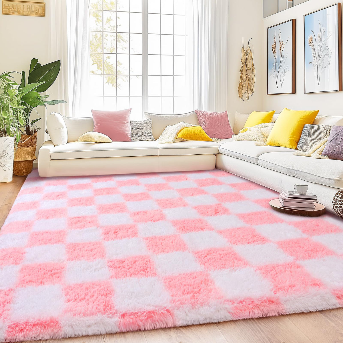 8x10 Area Rugs for Living Room, Large Ultra Fluffy Fuzzy Shag Rug for Bedroom, Modern Plush Soft High Pile Upgrade Non-Slip Carpet for Kids Girls and Boys Room Decor, Tie-Dyed Blue Grey