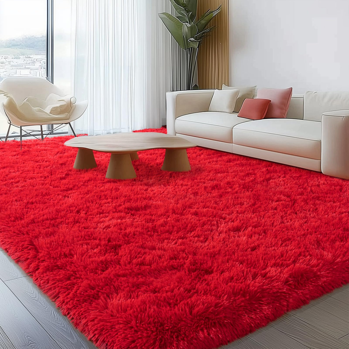 8x10 Abstract Blue Fluffy Rug for Bedroom Living Room Washable Non-Slip