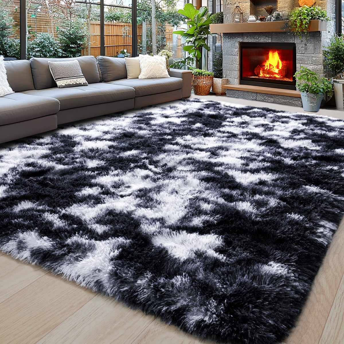 8x10 Area Rugs for Living Room, Cream White Soft Fuzzy Large Shaggy Rug